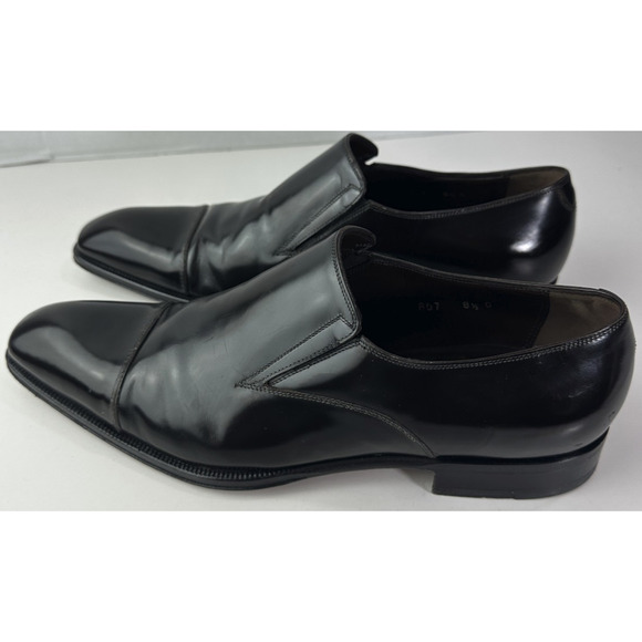 Caporicci Made in Italy Black Leather Cap-Toe Slip-On Dress Shoes Men’s 8.5 G - Picture 14 of 16